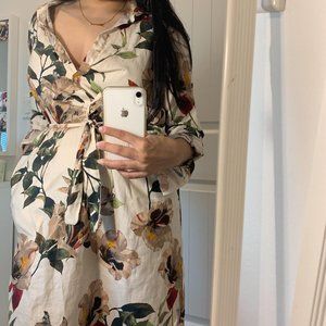 Zara Floral Half Button-Up Dress